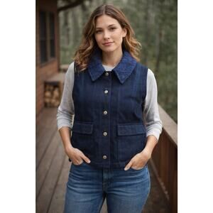 Cambridge Dry Goods Womens Vintage 90s Wool Plaid Velvet Trim Vest Size L EUC